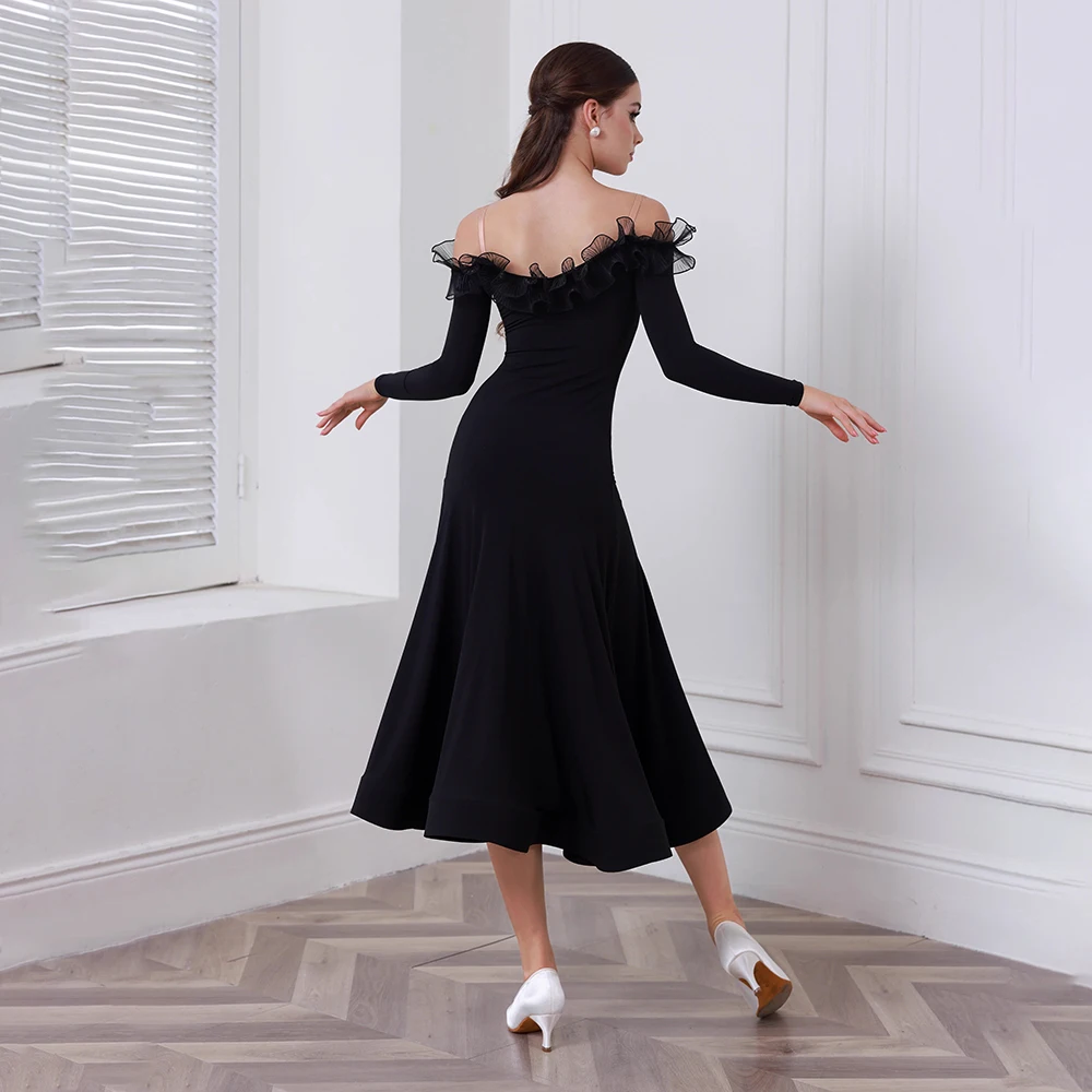 تخصيص 2025 جديد إمرأة قاعة الرقص المنافسة فستان حفلة الفالس Dancewear الملابس القياسية الأداء المرحلة زي #6