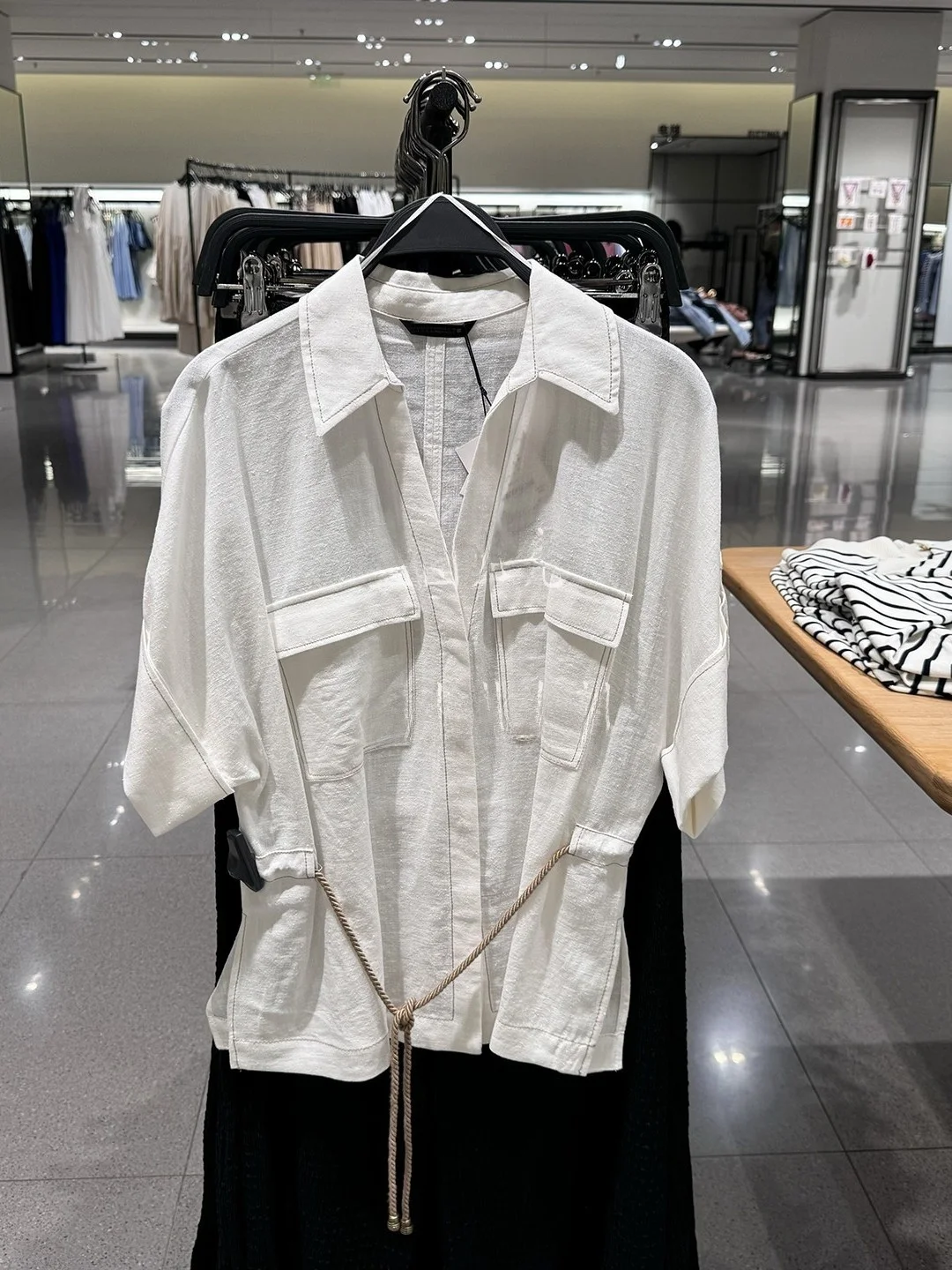 

Faionable Summer ort Sve irt Women's Waist-Cinching Belted Hunting Suit Casual Commute Sle Loose Fit UV Protection