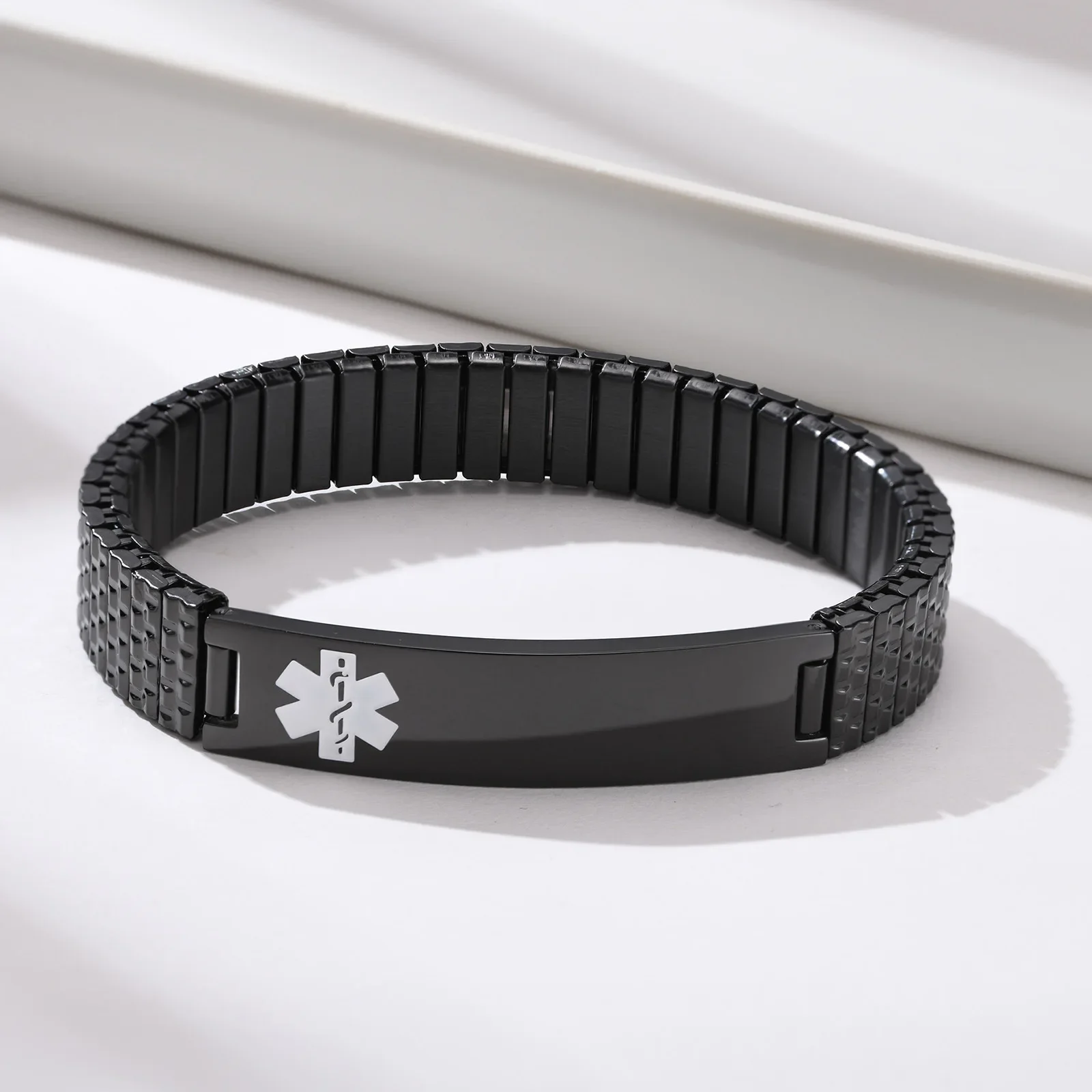 12mm Stainless Steel Star of Life Emergency Medical Care Sign Bracelet Bangle Men Classic Punk Glamor Casual Jewelry