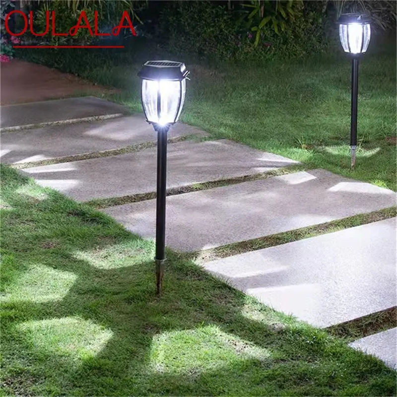 OULALA-Lámpara de césped contemporáneo para exteriores, iluminación negra, impermeable IP65, decoración de jardín de Villa