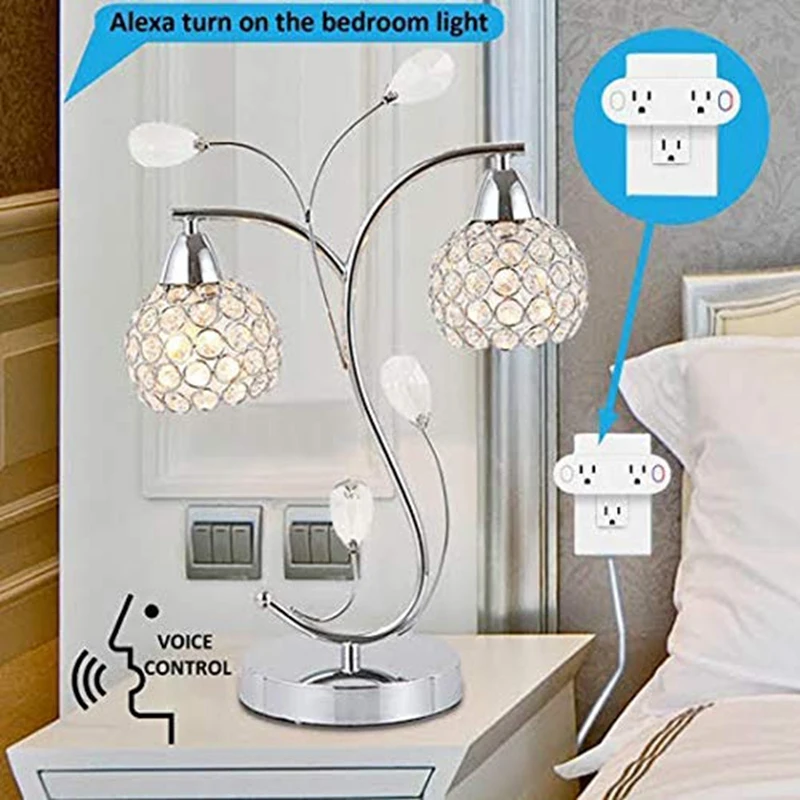 ABGZ-2 Pack Smart Plug 15A Smart Dual Outlet Sockets With Energy Monitoring Hands-Free Voice Control For Alexa, IFTTT & Google A