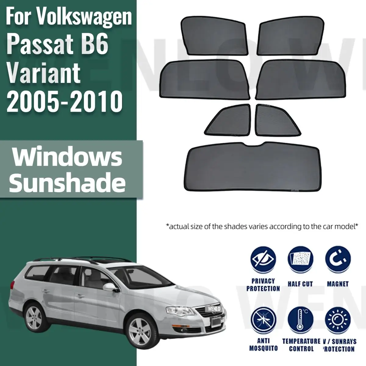 For Volkswagen VW Passat B6 Wagon Variant 2005-2010 Magnetic Car Sunshade Front Windshield Curtain Rear Side Window Sun Shades