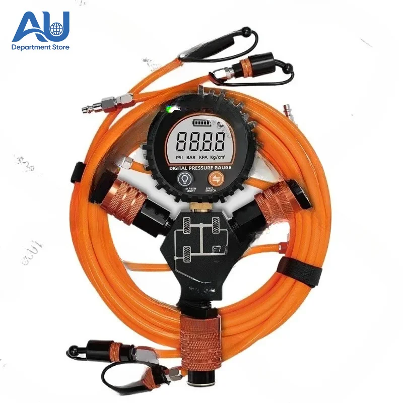 4 Tire Inflation Deflation System Rapid High-Flow A-ir Up Down Kit Digital Pressure Gauge