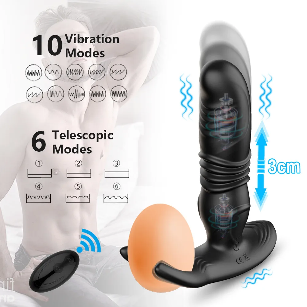 Anal Masturbating Dildo Vibrator Wireless Telescopic Prostate Massager Male Masturbator ButtPlug Adults Sex Toys for Men Couple