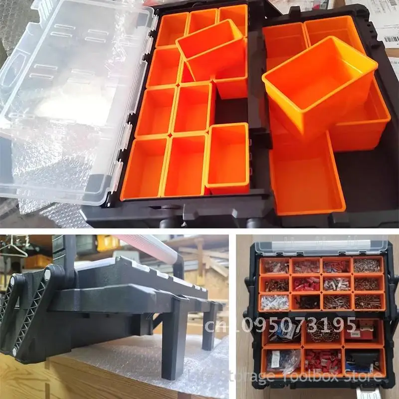 Portable Tool Box 2-layer Large Tool box Plastic Tool Organizer Parts Hardware Screws Storage Tool Box arrangement Box Tool Box