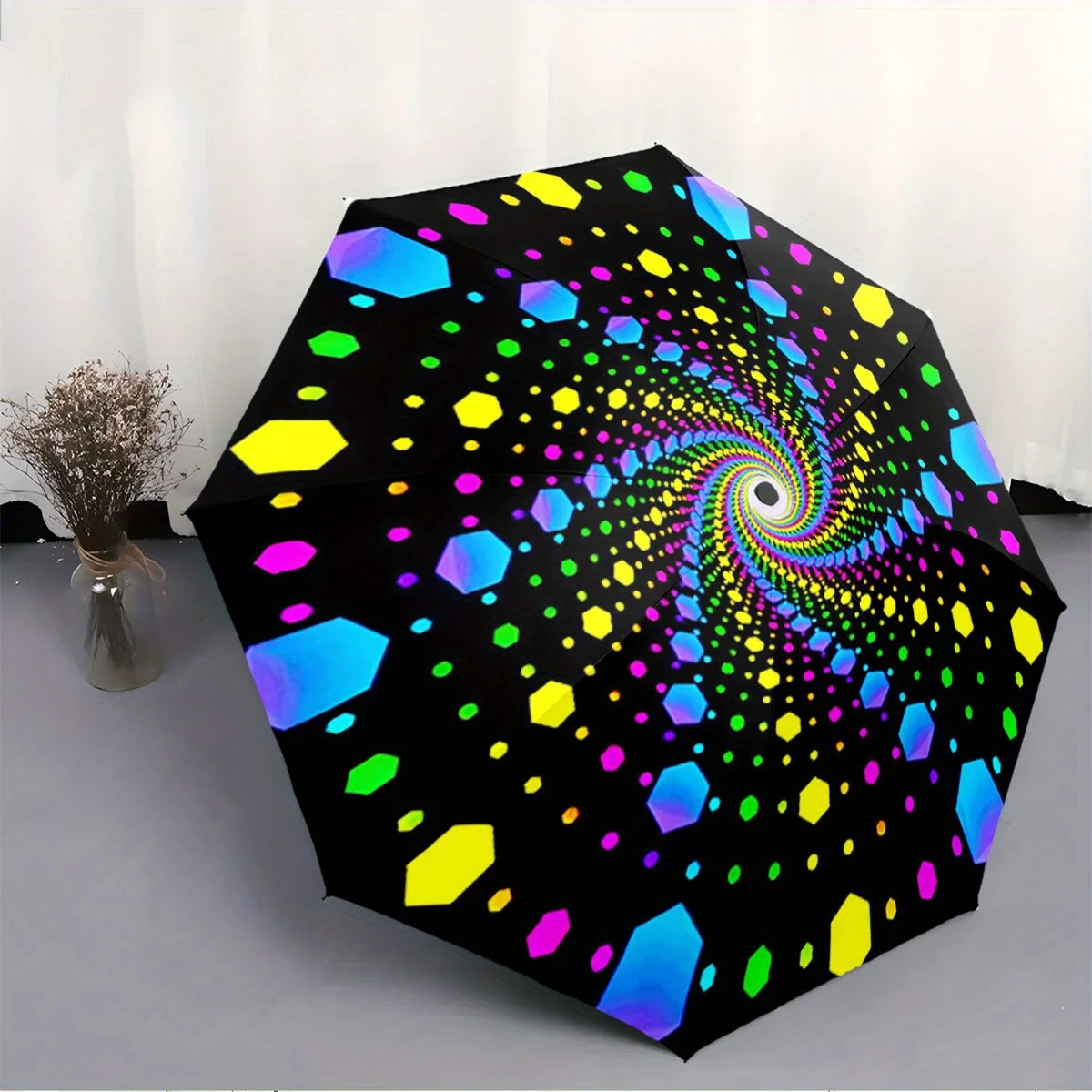 

Автоматический складной зонт с неоновым светящимся в темноте спиральным узором — разноцветный геометрический дизайн (зеленый, , , желтый)