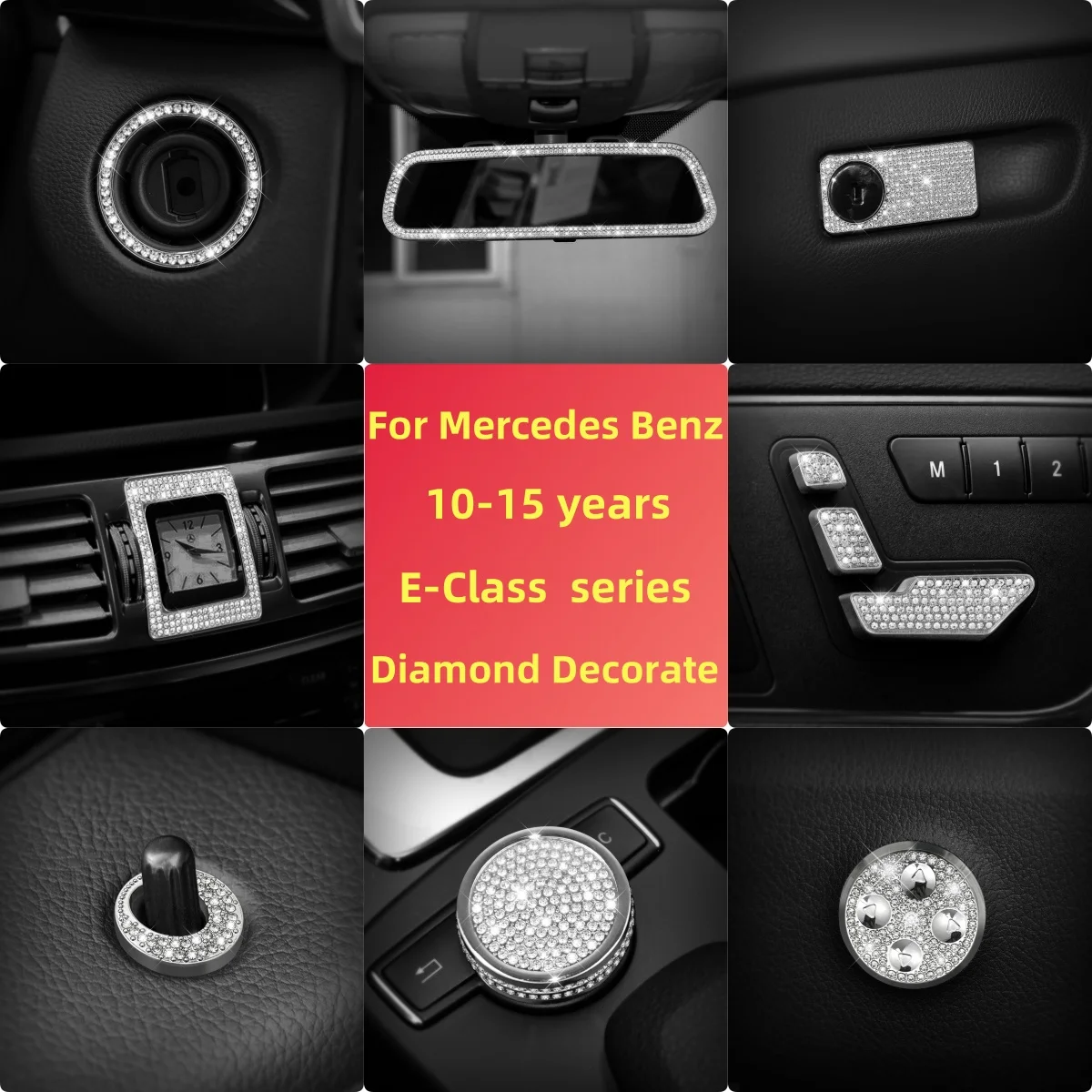 Mercedes Benz E-Class e200l e260l e300l часы громкости мультимедийная ручка украшение интерьера с ромбовидной инкрустацией