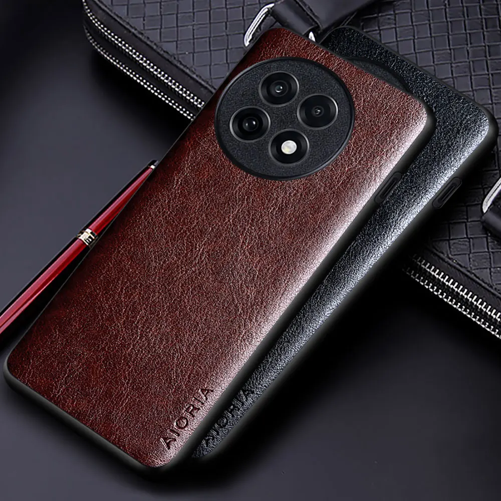 Funda de cuero de lujo para Oneplus 13R Funda de negocios Color sólido suave Tup & Hard Pc Funda de teléfono Capa