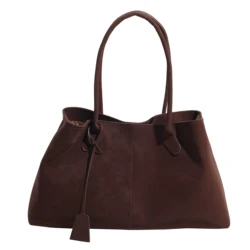 Elegant Faux Suede Handbags Women England Style Solid Casual Totes Large Capacity Designer Shoulder Bags Lady Retro Female Bags