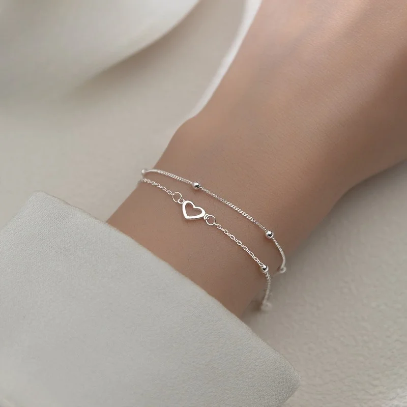 Fashion Trend Chain Love Beads Double Layers Bracelet, Women's Personalized Daily Hundreds of Accessories Gifts