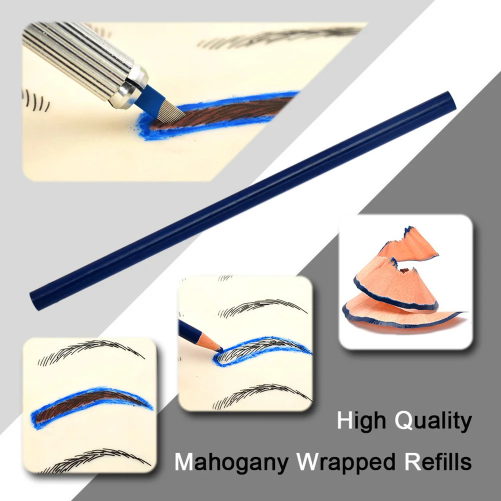 

Golden Eyebrow Pen Set Semipermanent Manual Kit Practice Skin Blades Pencil Transparent Container Easy Fix Storage Box