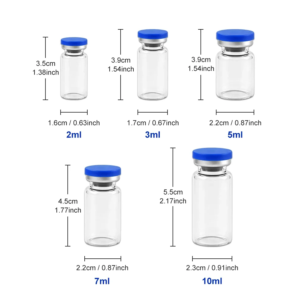 3/5/7/10ml Glasflasche für Injektionen, sterile Ampullen, leere Laborfläschchen mit selbstheilendem Injektionsport und Aluminiumkappe – Detail 8