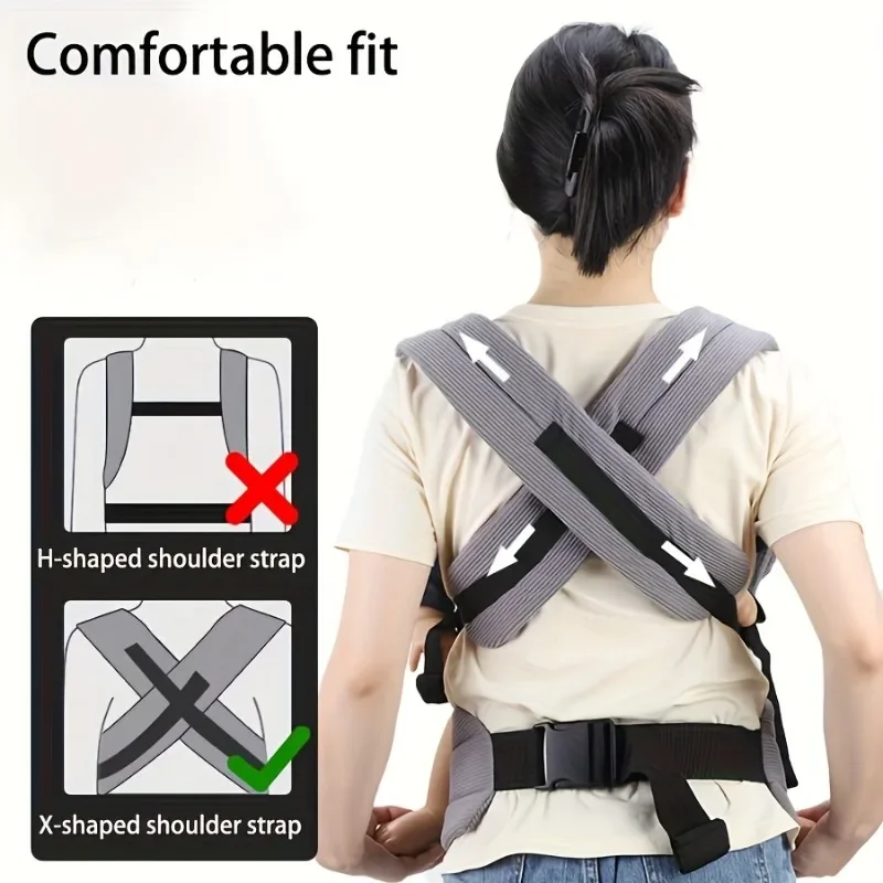 حاملة أطفال مريحة قابلة للتنفس وقابلة للتعديل وقابلة للطي لدعم الرقبة تناسب حديثي الولادة والأطفال الصغار بدون استخدام اليدين للسفر والاستخدام اليومي