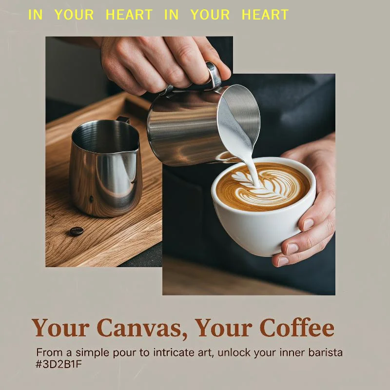 【X】Stainless Steel Coffee Milk Frothing Pitcher Heat Resistant Measuring Cup with Pour Spout for Home Daily Coffee Brewing