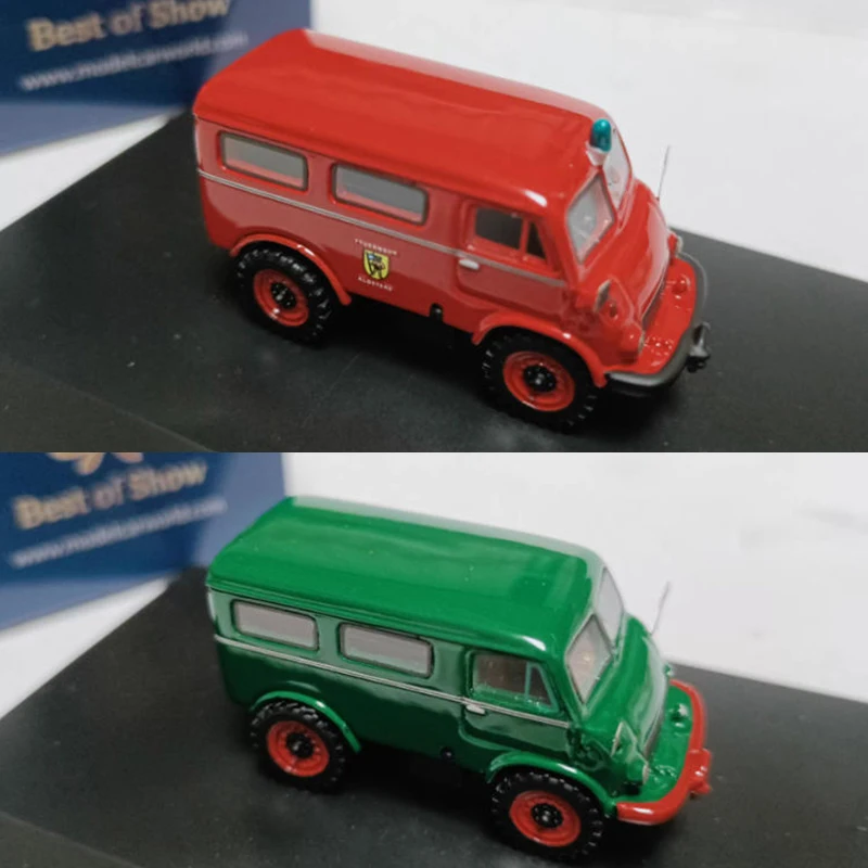 

Bos 1/87 MB Unimog 402, темно-зеленая/красная модель автомобиля из смолы для взрослых, классическая коллекция, подарок, сувенир, игрушка для мальчика