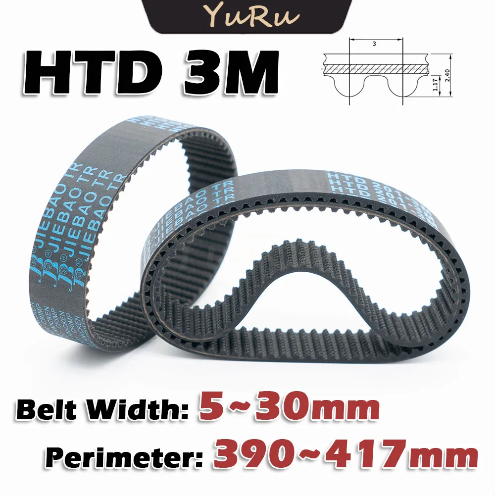 

HTD 3M Rubber Timing Belt Closed Loop Perimeter 390 393 396 399 402 405 408 411 414 417mm Transmission 3M Width 5~30mm Drive CNC