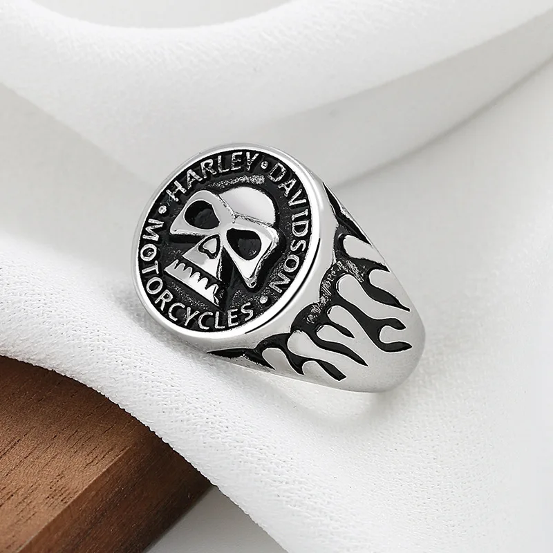 Retro Biker Skull Ring For Men Silver Color Punk Gothic Rock Hiphop Open Ring Handmade Designer Jewelry Biker Accessories Gift