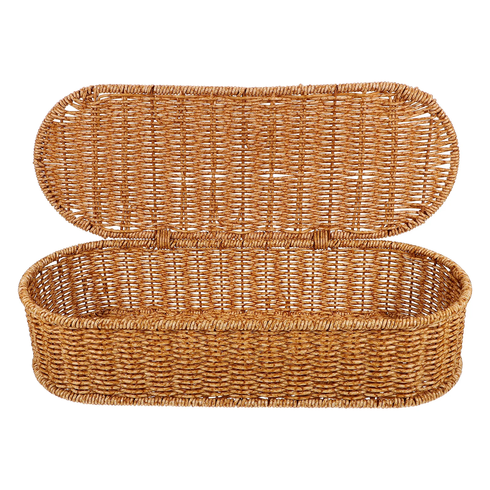 Imitation Rattan Box Large Retro Woven Basket Desktop Organizer Sundries Holder Portable Home Decor Container Gifts