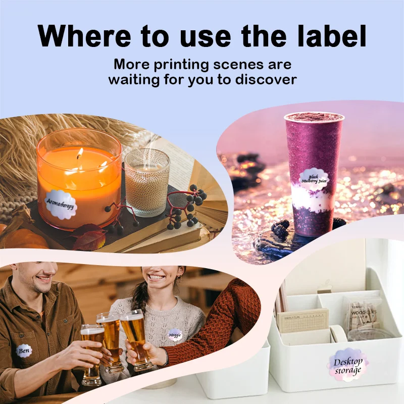 SINMARK ملصق حراري على شكل زهرة ملونة ملصق غير منتظم هدية علامة ورقية مصنوعة يدويًا بدلة ذاتية الصنع لطابعة Phomemo