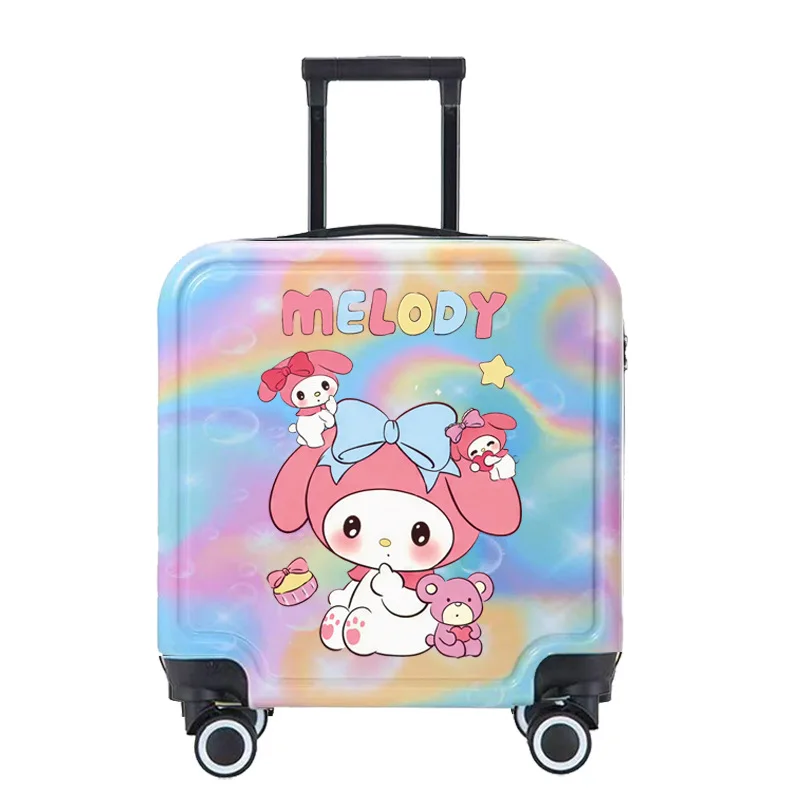 Anime Kawaii Sanrios Gradient Color Trolley Case Sturdy Durable Kids Password Box Suitcase Silent Universal Wheel Boarding Case