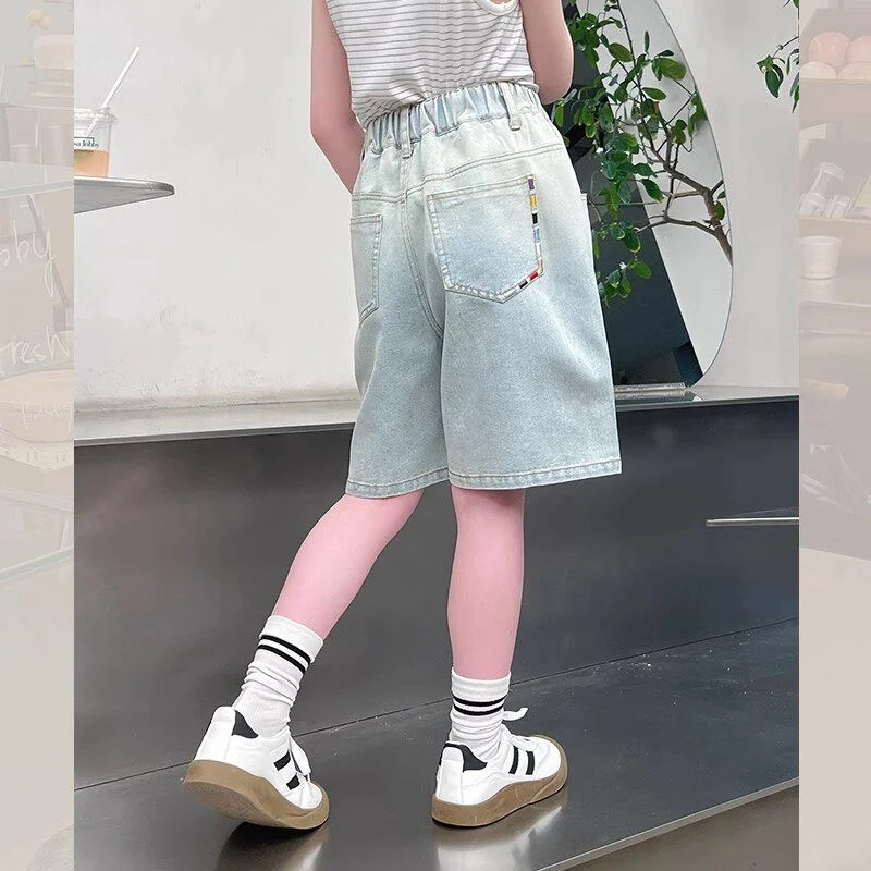 lafleur-trendy-kids-jeans-pantaloncini-casual-in-tessuto-misto-cotone-da-cinque-a-sette-pollici-con-cintura-elastica-in-vita-media-pantaloni-estivi-traspiranti