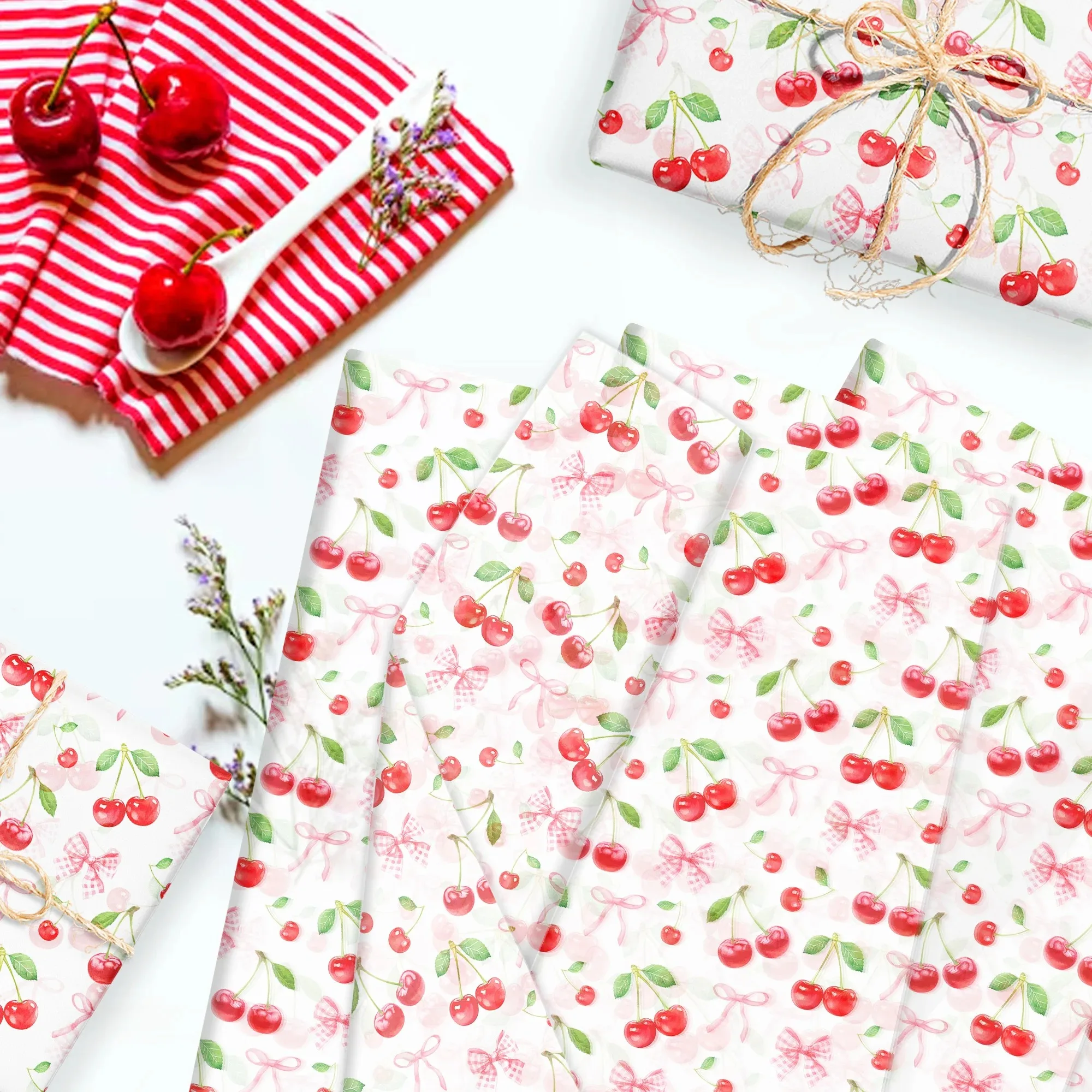 15/35 Blatt Rosa Kirschblüten-Seidenpapier Fruchtthema Geschenkpapier Dekoratives Papier für Geburtstag Hochzeit Babyparty DIY Basteln Party – Detail 5