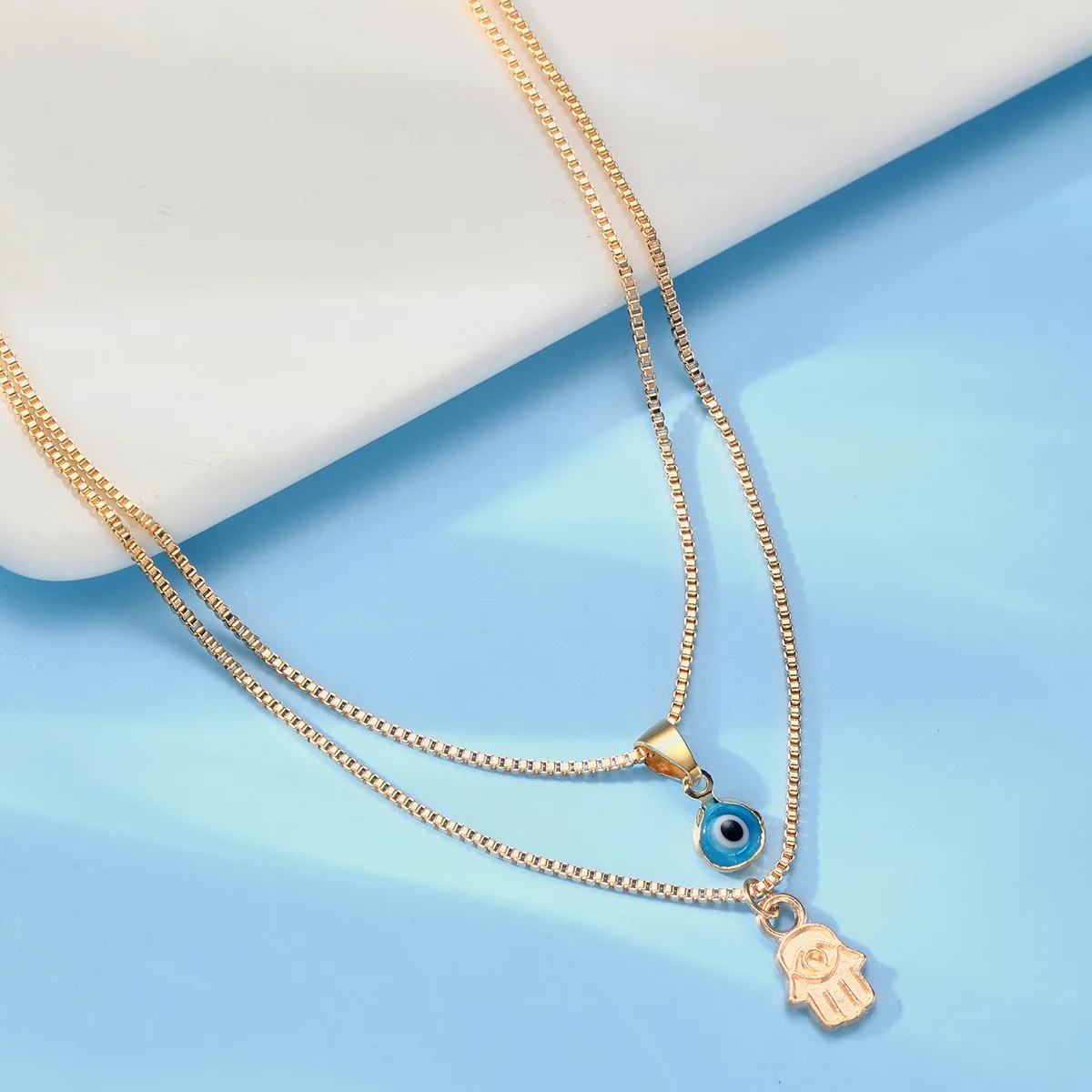 Punk Devil Evil Eye Pendant Necklace for Women Couple Simple Clavicle Chain Crystal Turkish Jewelry Wedding Party Gift Collar