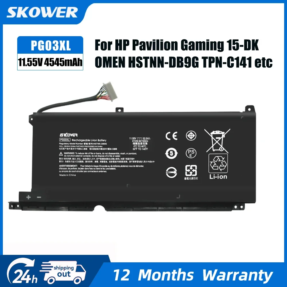 SKOWER PG03XL Akku für HP Pavilion Gaming 15-DK 15-ec 16-a0000 OMEN 5X FPC52 Serie TPN-C141 TPN-Q229 TPN-Q241