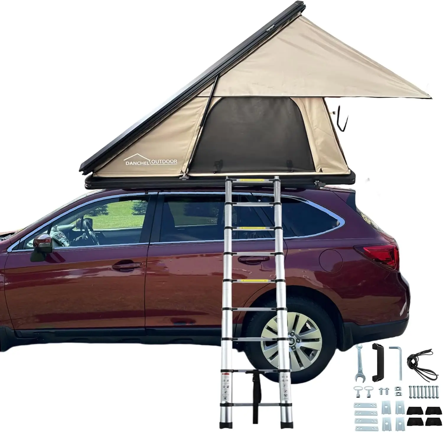

STLF Outdoor 1-3 Person Hard Shell Aluminum Roof Tent, Waterproof Sunshade Roof Tent with LED Light Strip for Car Camping Equipm