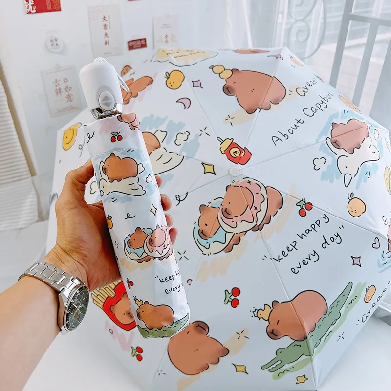 Kawaii Capybara Umbrella Cartoon New Automatic Sunshade Umbrella Sun Protection Uv Protection Sun Rain Dual Use Umbrella