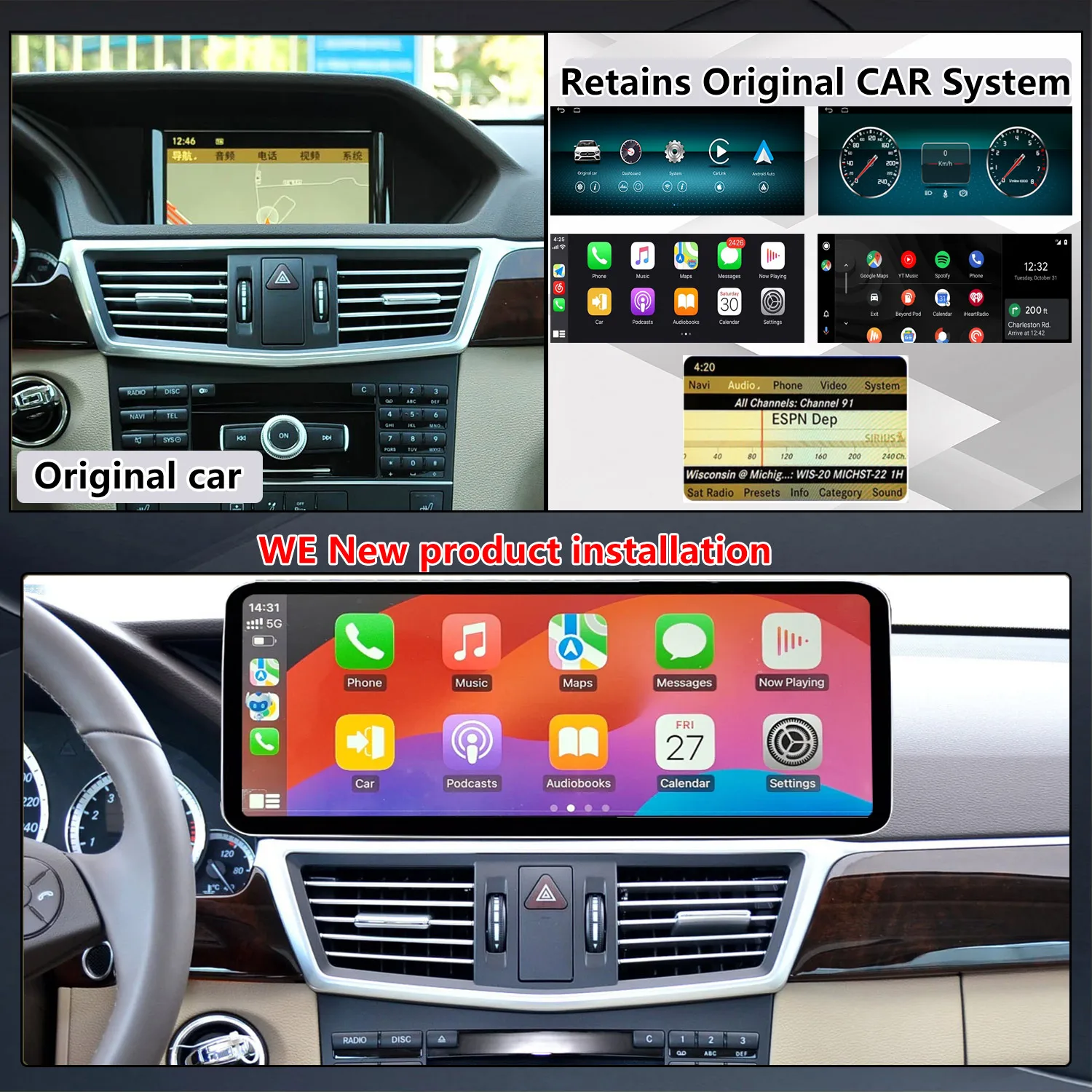 L&RHD For Mercedes-Benz E Class W212 NTG4.0 2010-2012 Car Multimedia Player Wireless Carplay Android auto Screen Navigation BT