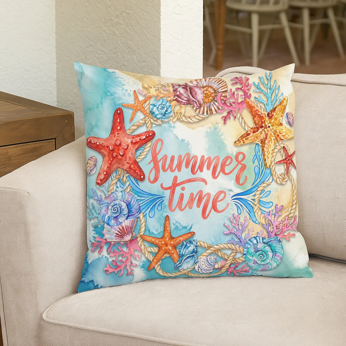 Vibrant Octopus Pattern Polyester Pillow Cover - Marine Style Decorative Pillowcase for Sofa, Bedroom, Living Room Decor