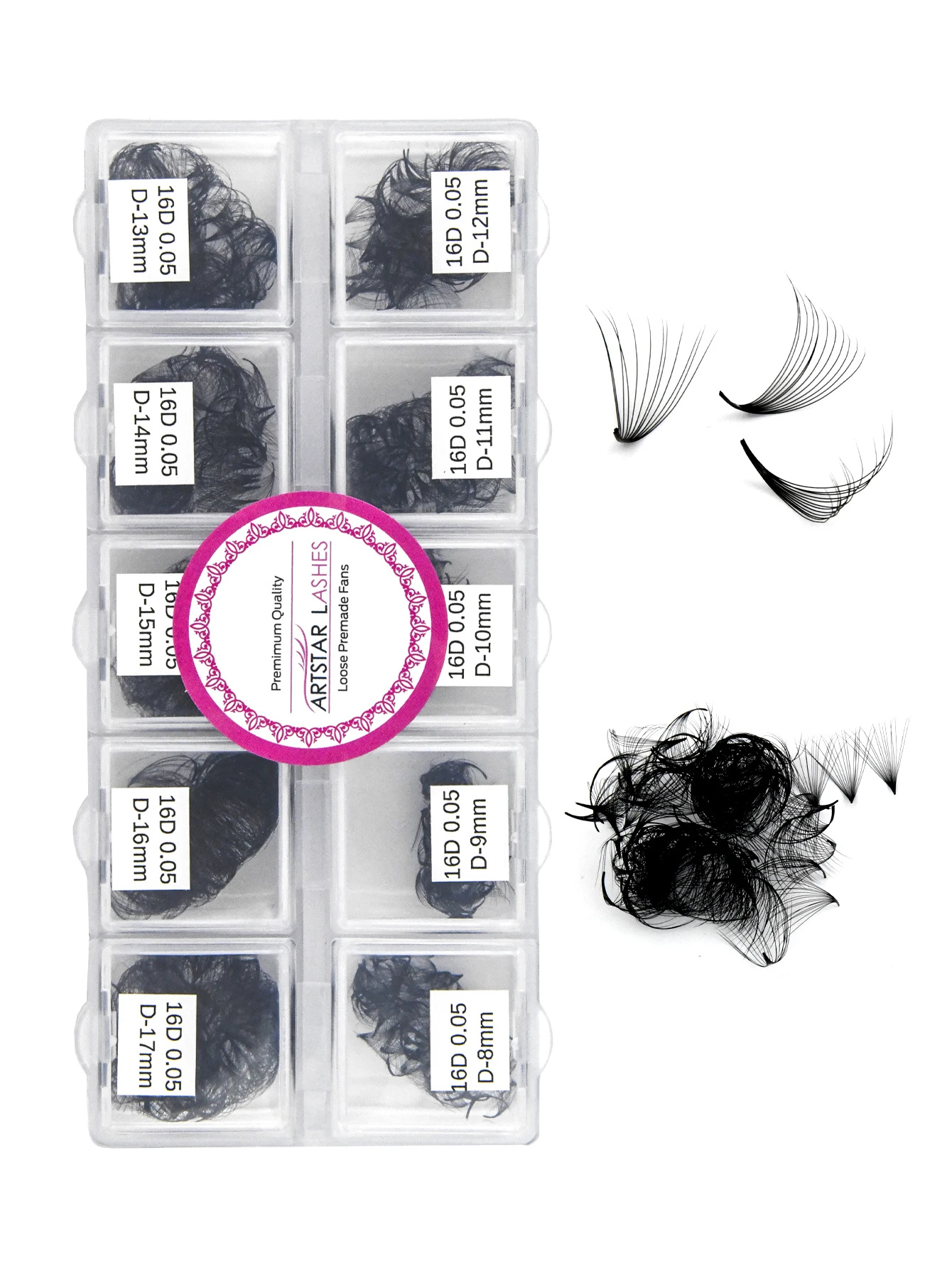 600 Fans Curvature D 10D/12D/14D/16D Black Pramde Fans Lashes 0.05mm 8-17mm Hand Made Premade Loose Fans Eyelash Extensions