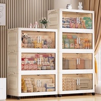 Foldable Storage Box with Clear Door 3/4 Layer Student Classroom Sundries Organizing Box Snack, Toy, Clothes, Books, Storage Box