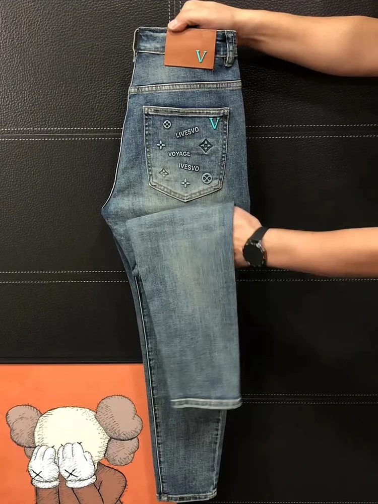 

Новые мужские джинсы Slim Fit для весны и осени, повседневные, стильные, высокого качества, модные, универсальные, с эффектом потертости