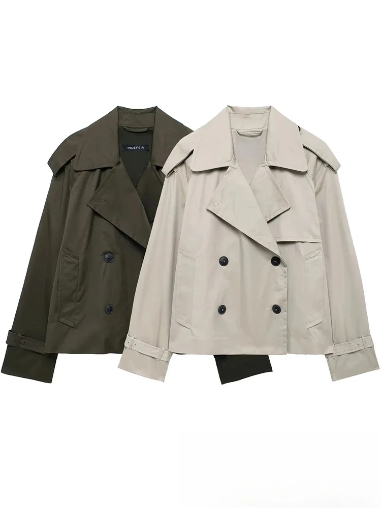 

KONDALA винтажные повседневные шикарные женские куртки, однотонные пальто с отложным воротником и длинными рукавами, новая мода 2024, осенне-зимняя куртка, верхняя одежда