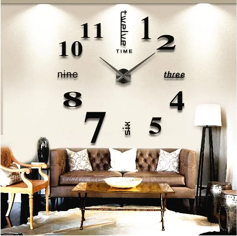 Decorative Wall Sticker 3D Frameless Large Digital DIY Wall Clock Factory Cheap Wholesale Home Living Room Acrylic Needle Resin