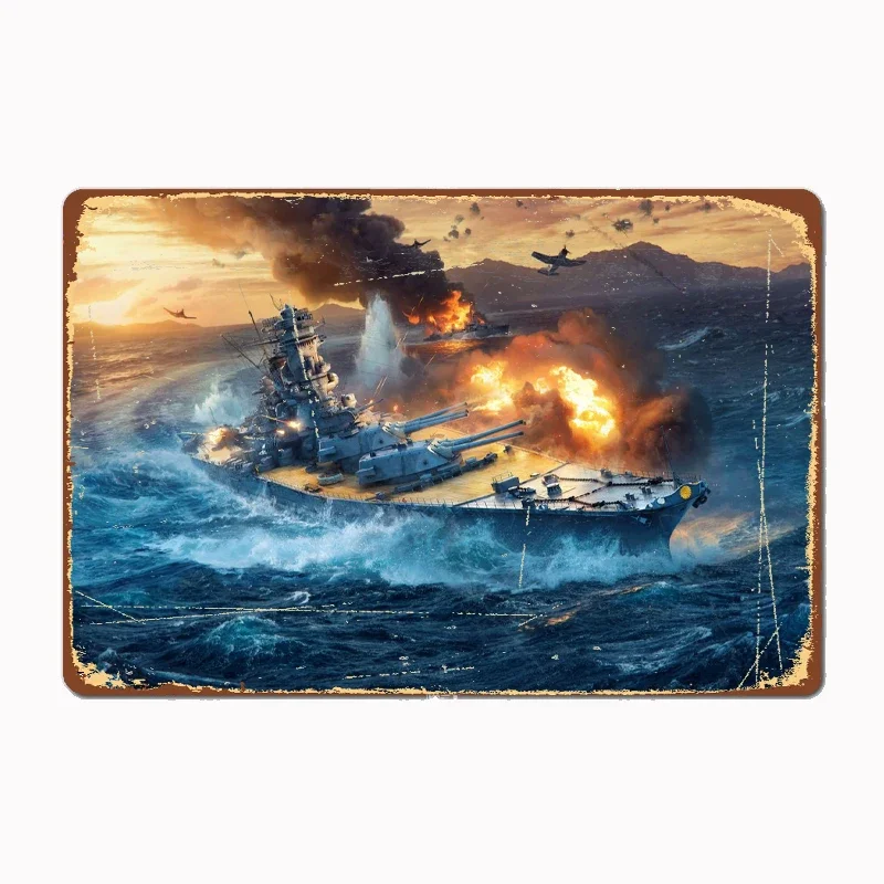 Yamato Battleship Poster Metal Plaque Vintage Bar Tin Sign Wall Decoration for Men's Cave Wall Decoration Plaques Home Decor