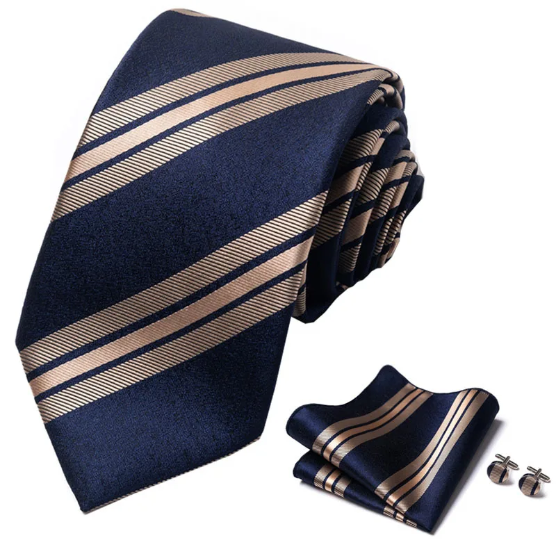 146cm*7.5cm Men's Business Formal Tie Set - Elegant Necktie, Pocket Square, Cufflinks for Evening Events
