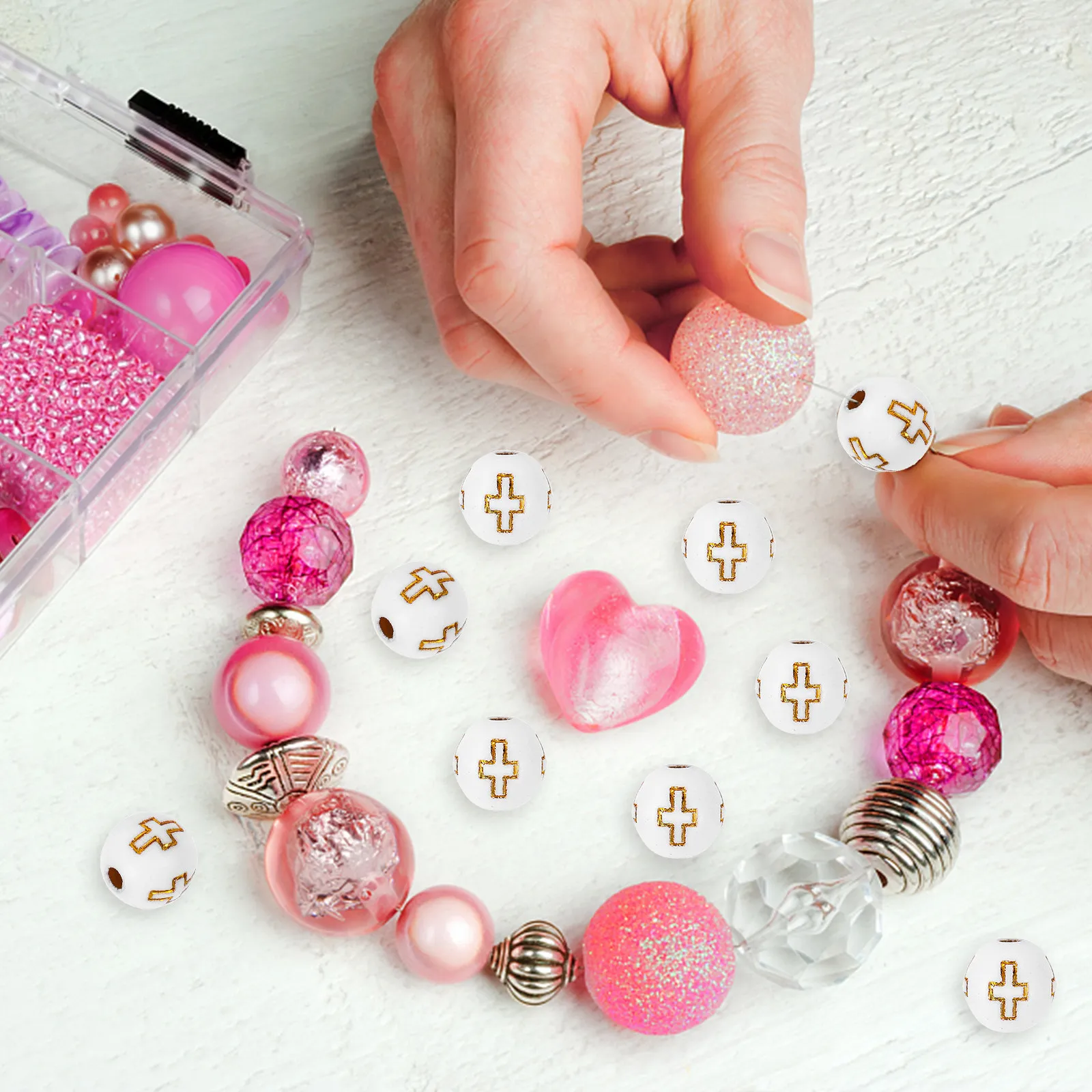 

500 шт. акриловых бусин с крестообразным дизайном для самостоятельного изготовления украшений, браслетов, ожерелий и поделок