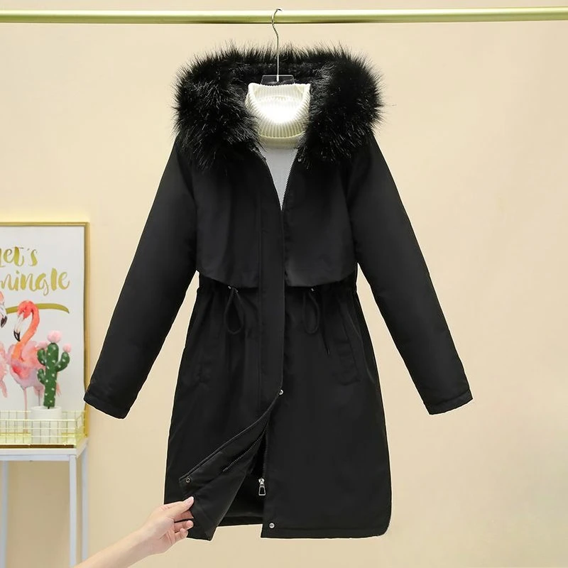 

НОВАЯ новая теплая хлопковая одежда Parker, женская средней длины, 2026, большой размер, корейская версия, бархатная повседневная куртка, утолщенная Win