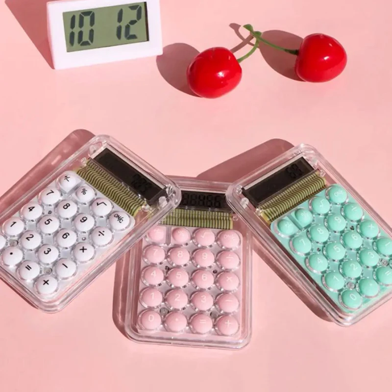 8 Digits Display Silence Widescreen Mini Calculator Students Portable Transparent Electronic Calculator Daily Use