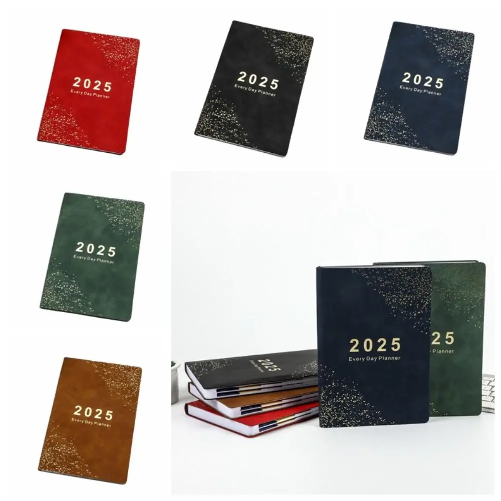Yearly Schedule 2025 a5 Notebook Agenda 312 Pages Office Work Planner Texture PU Leather To Do List 365 Days Efficiency Notebook