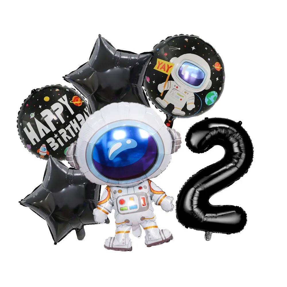 Neue Astronauten-Geburtstagsparty-Dekoration, schwarze Weltraum-Astronauten-Teller, Servietten, Becher, Tischdecke, Hintergrund, Party-Geschenke, Kindergeburtstag – Detail 19