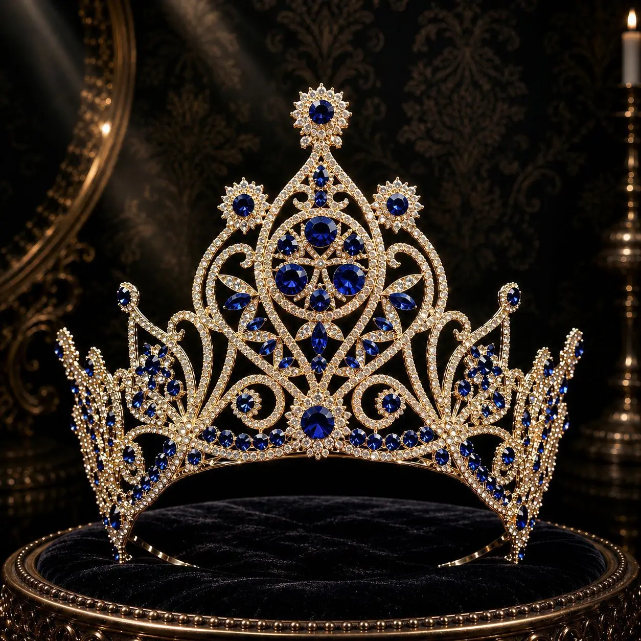 Baroque Women Crowns For Queen Royal Large Tiara Crown For Pageant Miss Universe Pageant Party Bridal Wedding Headdress Corona