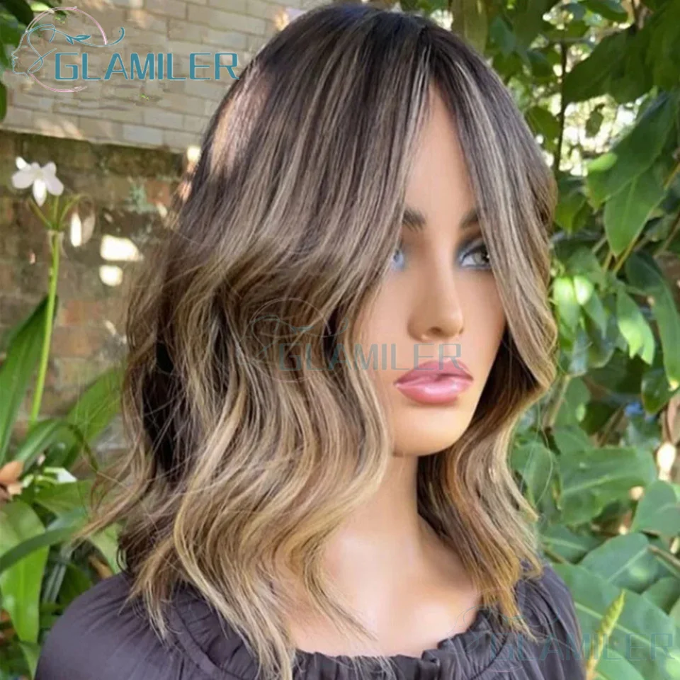 13x6 Lace Frontal Body Wave Wig Brown Roots Ombre Blonde 13x4 Lace Front Human Hair Wigs Baby Hair Transparent 5x5 Closure Wig