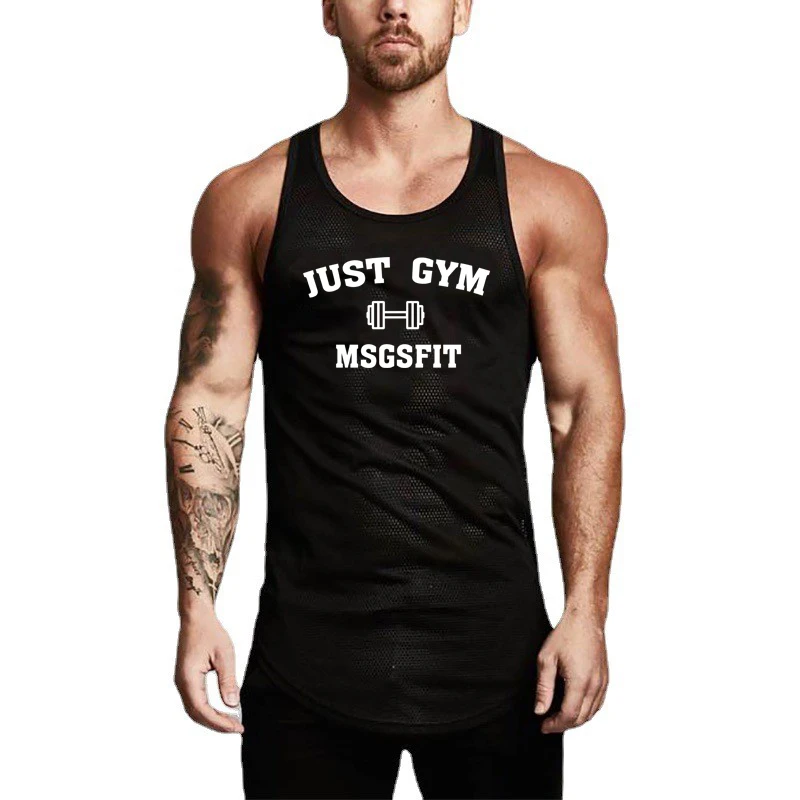 

Gym Bodybuilding Fitness Men’s Tank Tops Muscle Vests Summer Mesh Breathable Quick Dry Sleeveless Tees Workout Slim Fit Singlets