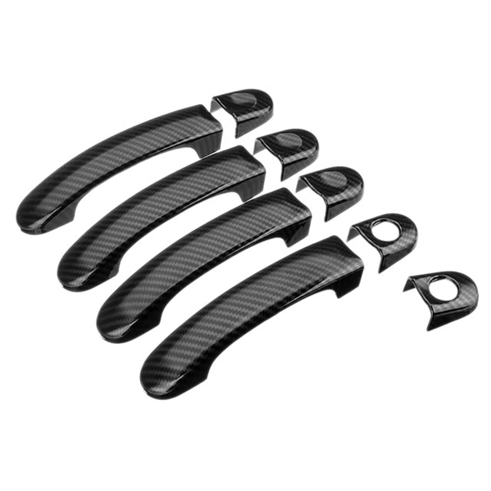 9Pcs Set ABS Chrome Door Handle Covers Trim for TRANSPORTER T5 T6 VAN 2003-2015 Carbon Fiber Style