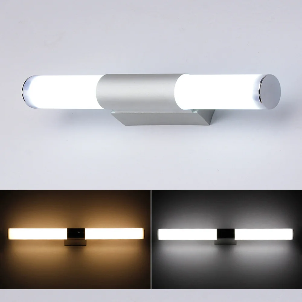 Modern Cylindrical Led Wall Lamp 12W 16W 400cm 22W 550cm Wall Mounted Wall Light Fixture Bathroom Mirror Light Sconce Silver