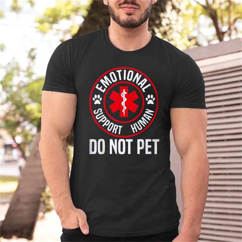 Emotional Support Human Do Not Touch T-Shirt, Service Dog Heart Funny Graphic Crew Neck Classic Tee, Great Gift for Dog Lovers